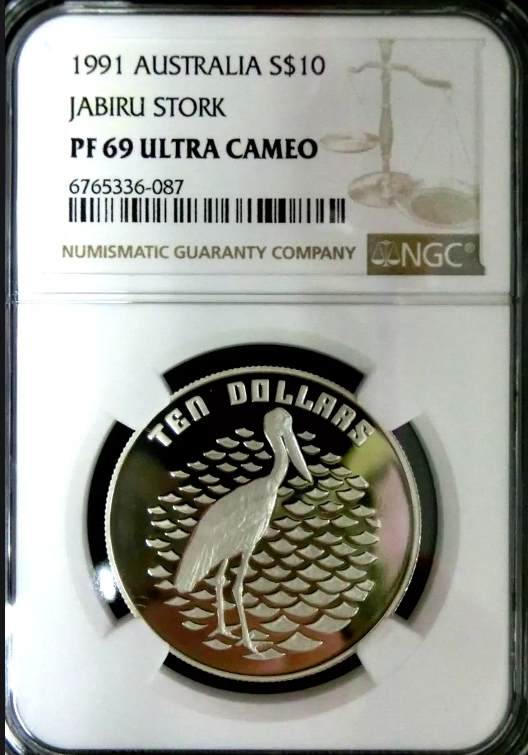 호주 1991년 자비츠 학 10달러 은화  NGC PF 69 UC